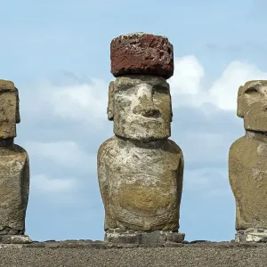Three Moai Statues Print, Rano Raraku, Easter Island Three Moai Statues Print, Rano Raraku, Easter Island