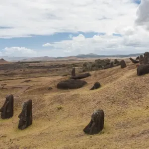 Moais at Rano Raraku in Easter Island Moais at Rano Raraku in Easter Island