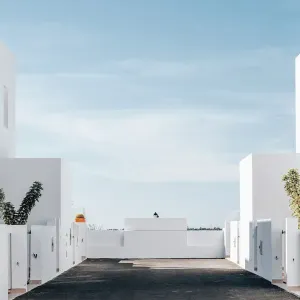 Modern Minimalism Architecture, buildings details with blue sky Modern Minimalism Architecture, buildings details with blue sky