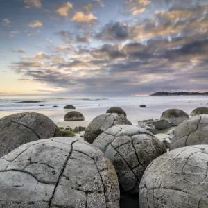 Moeraki Boulders, geological feature, round rock balls, Coastal Otago, Moeraki, South Island, New Zealand, Oceania Moeraki Boulders, geological feature, round rock balls, Coastal Otago, Moeraki, South Island, New Zealand, Oceania