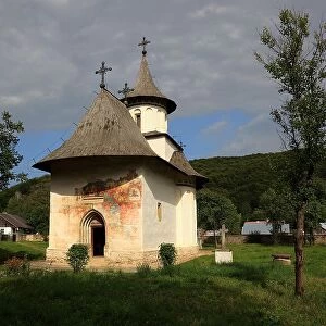 Moldavian Monasteries, Romania, The Holy Cross Church of Patrauti near Suceava, built in 1487, is the smallest church of Stephen the Great