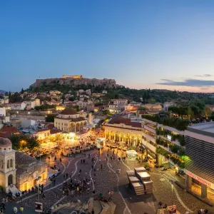 Monastiraki Square Print with Acropolis of Athens, Greece Monastiraki Square Print with Acropolis of Athens, Greece