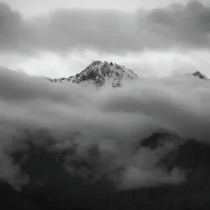 Monochrome Close-up Landscape view of snowcapped-mountain in Nubra Valley, Leh Ladakh, India Monochrome Close-up Landscape view of snowcapped-mountain in Nubra Valley, Leh Ladakh, India