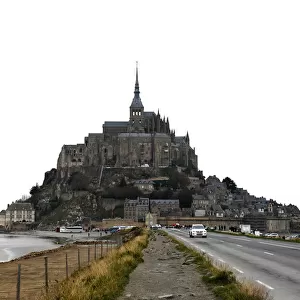 In front of Mont Saint-Michel of Normany region in France