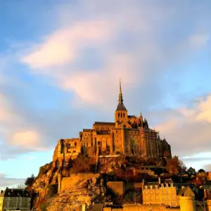 Mont St Michel France at sunset