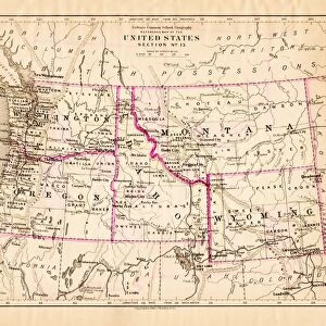 Montana Washington Oregon Idaho map 1881