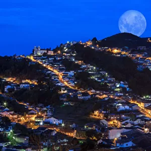 Full moon rising over Ouro Preto, Brazil