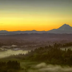 Moonrise and Sunrise Over Mount Hood Print Moonrise and Sunrise Over Mount Hood Print