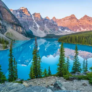 Moraine Lake Print with Alpen Glow on Ten Peaks Moraine Lake Print with Alpen Glow on Ten Peaks