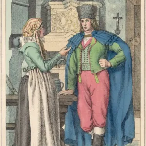 Moravian Couple Print circa 1800 Moravian Couple Print circa 1800
