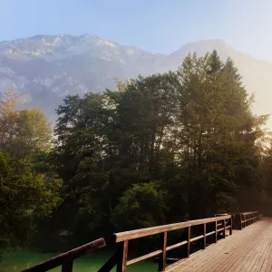 Morning mist over Lake Bohinj