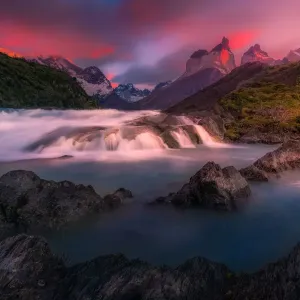 Morning view of Magallanes with Salto Grande foreground Morning view of Magallanes with Salto Grande foreground