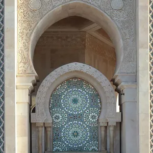 Morocco, exterior of Casablanca archway, Hassan II Mosque series Morocco, exterior of Casablanca archway, Hassan II Mosque series