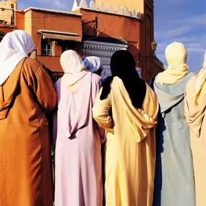 Morocco Print: Marrakesh Street Scene of Women Morocco Print: Marrakesh Street Scene of Women