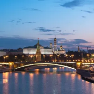 Moscow Kremlin and Moscow river at night Moscow Kremlin and Moscow river at night