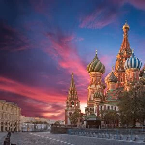 Moscow, Russia, Red square, view of St. Basils Cathedral