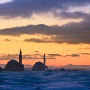 Mosques at sunset, Tusba near Van, Van Province, Turkey Mosques at sunset, Tusba near Van, Van Province, Turkey