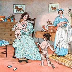 Mother, children and nursemaid in the nursery