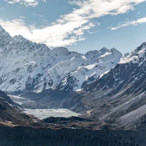 Mount Cook and Hooker lake, New Zealand