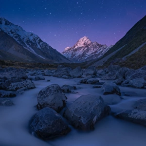 Mount Cook landscape with stars