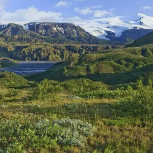 Mountain landscape, Eyjafjallajoekull glacier, Borsmoerk, Iceland, Europe Mountain landscape, Eyjafjallajoekull glacier, Borsmoerk, Iceland, Europe