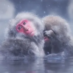 Monos de la montaña en el Parque de los Monos Jigokudani, Nagano.