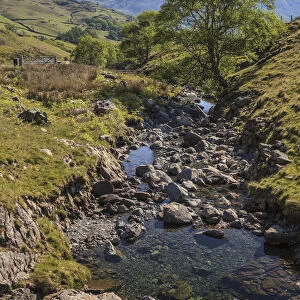 Mountain stream on the Honister Pass in Borrowdale, Lake District National Park, Cumbria, England, United Kingdom