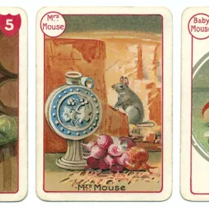 Meet the Mice Print: Chromolithographed Victorian Card Game Illustration Meet the Mice Print: Chromolithographed Victorian Card Game Illustration