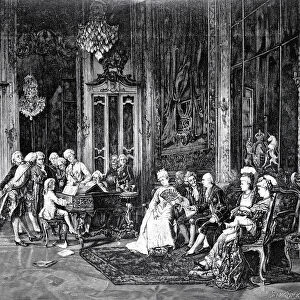 Mozart at the court of George III of England, playing piano