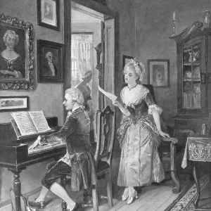 Mozart Playing Piano for Young Songstress Mozart Playing Piano for Young Songstress