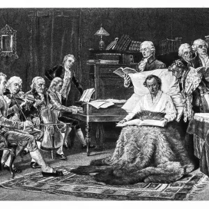 Mozart Singing His Requiem engraving 1894 Mozart Singing His Requiem engraving 1894