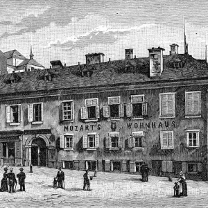 Mozart's Salzburg House 19th Century Print Mozart's Salzburg House 19th Century Print