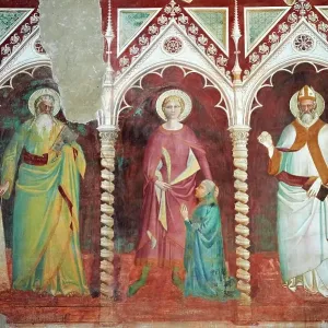 Mredieval Gothic frescoes in San Miniato al Monte (St. Minias on the Mountain) basilica, Florence, Italy Mredieval Gothic frescoes in San Miniato al Monte (St. Minias on the Mountain) basilica, Florence, Italy