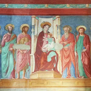 Mredieval Gothic frescoes in San Miniato al Monte (St. Minias on the Mountain) basilica, Florence, Italy Mredieval Gothic frescoes in San Miniato al Monte (St. Minias on the Mountain) basilica, Florence, Italy