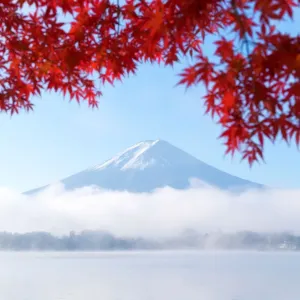 Mt Fuji Autumn Morning Print from Lake Kawaguchiko
