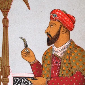 Mughal Noble Holding a Flower Print Mughal Noble Holding a Flower Print