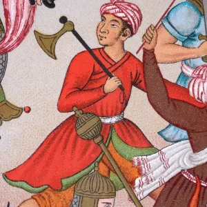 Mughal Indian warrior with battleaxe, 19th Century Mughal Indian warrior with battleaxe, 19th Century