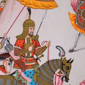 Mughal Warrior Print on Armoured Horse Mughal Warrior Print on Armoured Horse