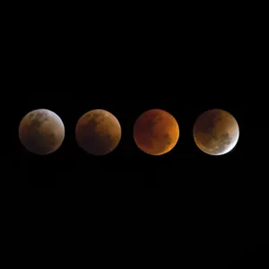Multiple exposures of the total lunar eclipse on 31st January 2018, Bangkok, Thailand