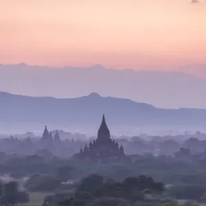 Myamar Landscape view of ancient pagoda field at bagan famouse place in Mandalay region, Myanmar