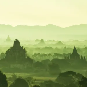 Myamar Landscape view of ancient pagoda field at bagan famouse place in Mandalay region, Myanmar