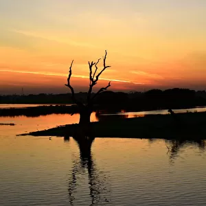 Myanmar landscape with reflection sky sunset