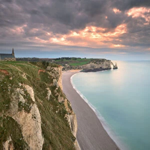 nature landscape in the sunset in Etretat, France in beautiful summer day