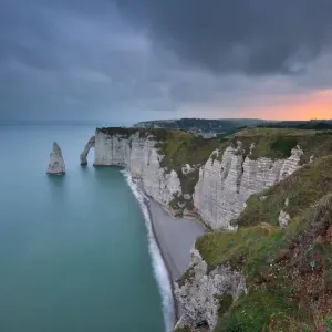 nature landscape in the sunset in Etretat, France in beautiful summer day nature landscape in the sunset in Etretat, France in beautiful summer day