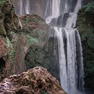 Nature panorama with Ouzoud waterfall in the mountains, Morocco, Africa