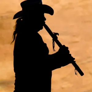 Navajo Silhouette Playing Flute Print Navajo Silhouette Playing Flute Print