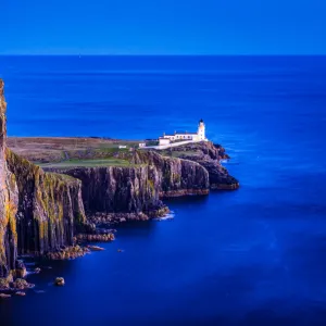 Neist Point lighthouse - viewpoint on the most westerly point on the Isle of Skye, Hebrides, Scotland, UK