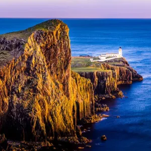 Neist Point lighthouse - viewpoint on the most westerly point on the Isle of Skye, Hebrides, Scotland, UK Neist Point lighthouse - viewpoint on the most westerly point on the Isle of Skye, Hebrides, Scotland, UK