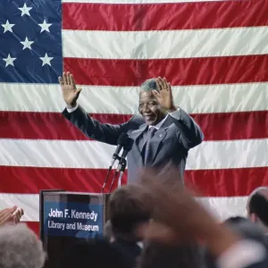 Nelson Mandela Acknowledges Applause Print, Boston 1990
