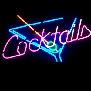 Neon Sign Print: Vibrant Cocktails at Night Neon Sign Print: Vibrant Cocktails at Night